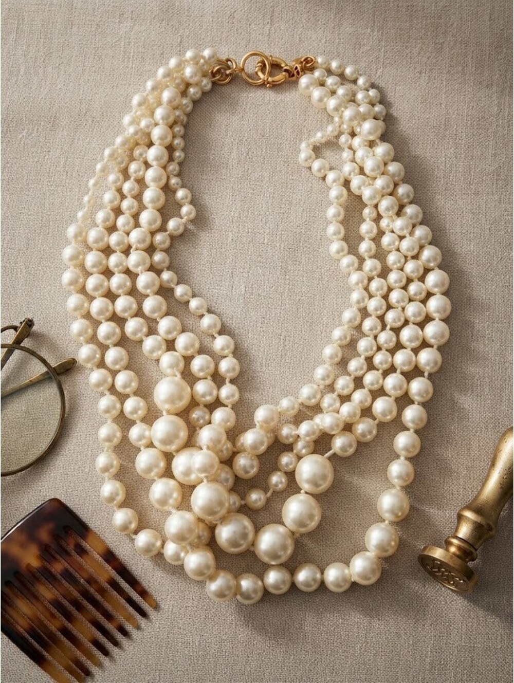 J.Crew Vintage-Style Multi-Strand Graduated Faux Pearl Statement Necklace
